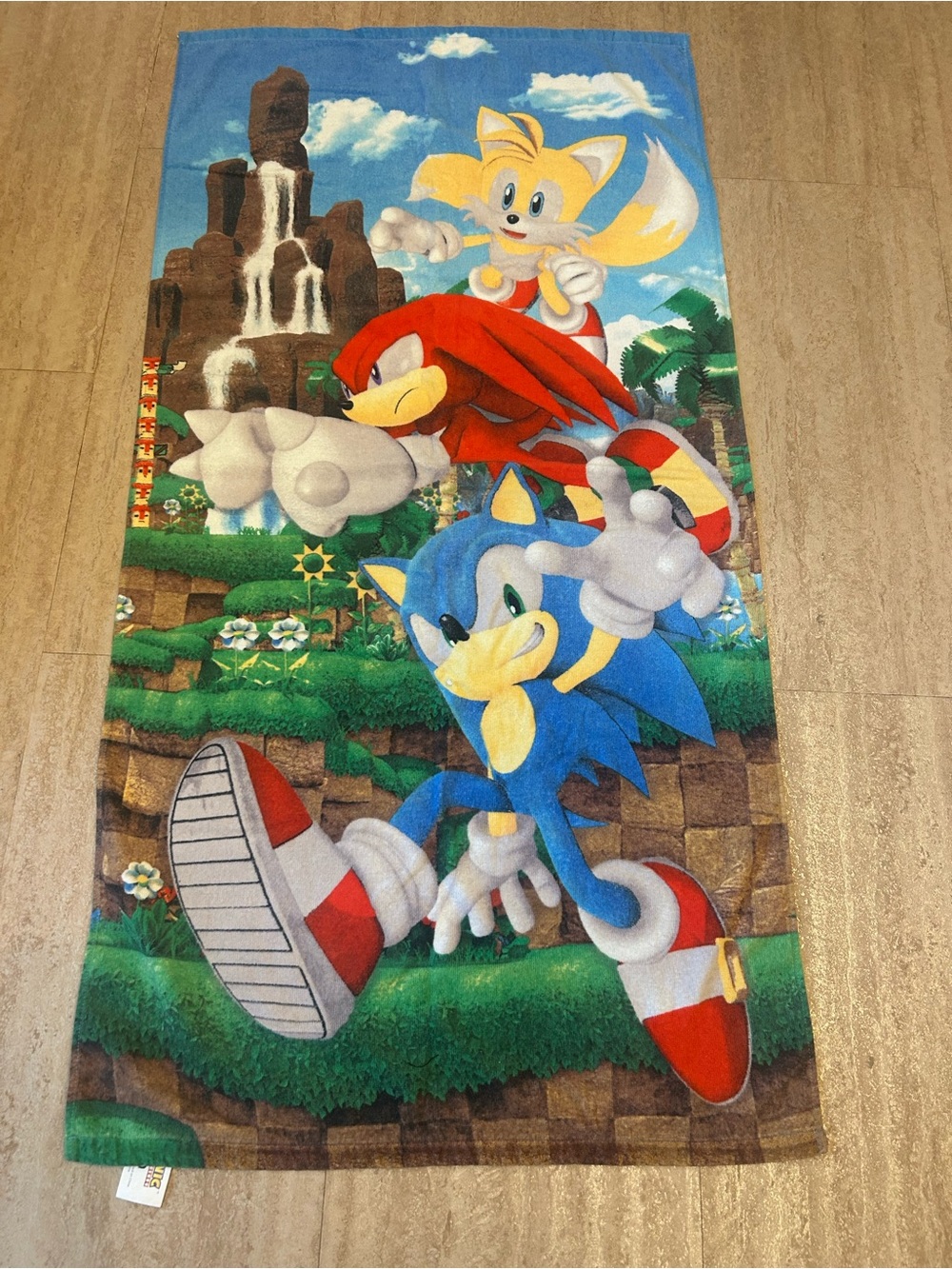SonIc The Hedgehog Cotton Bath, Swim Towel Knuckles, Tails